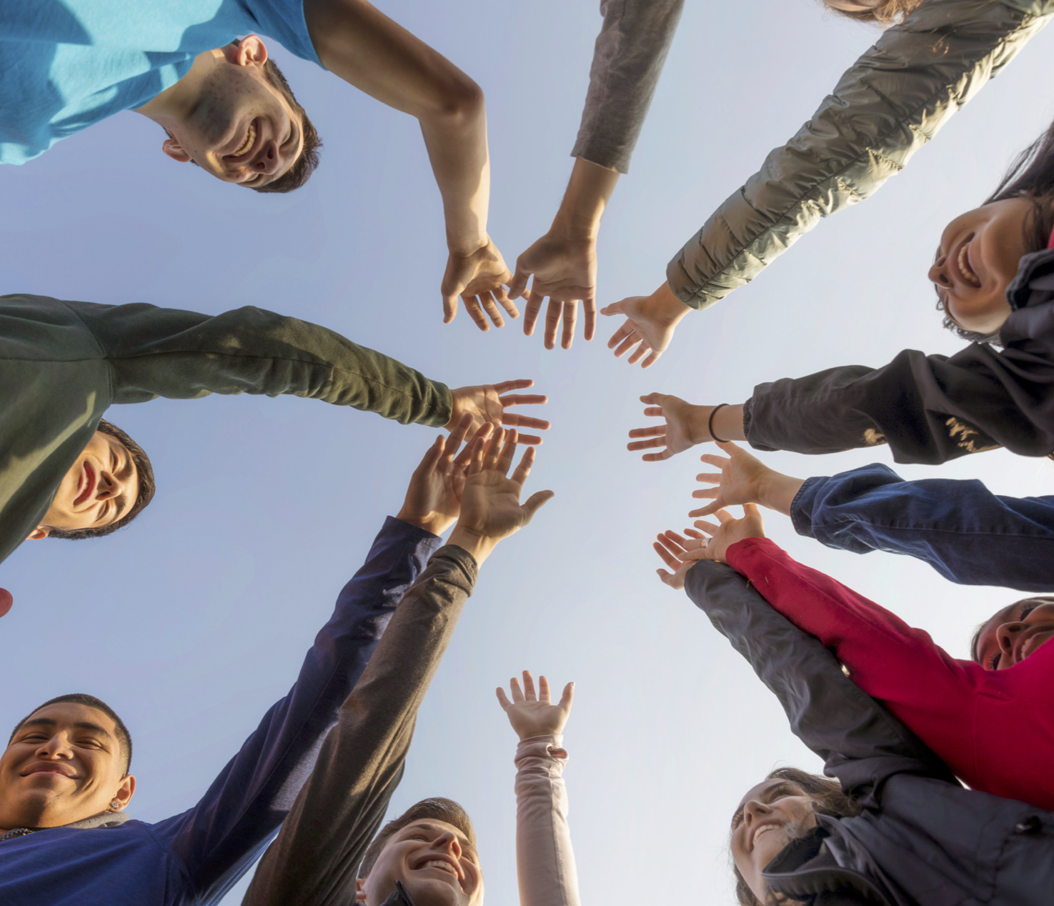 hands joining up high